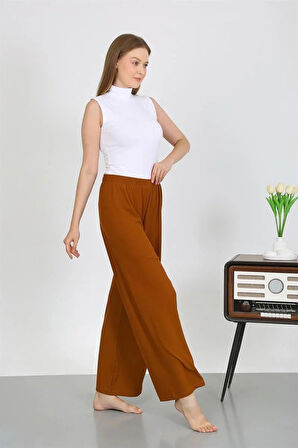 Moda Kadın Bürümcük Kumaş Hafif-Esnek Pantolon 210074 Kahve