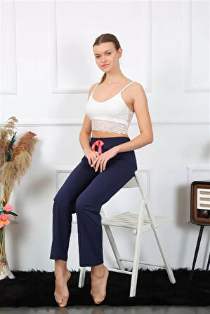 Moda Kadın Pamuklu Alt Pijama Lacivert