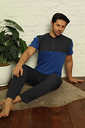 Moda Erkek Saks 3'lü Pijama Takım