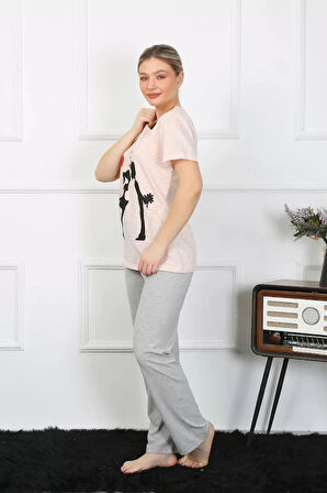 Moda Kadın Kısa Kol Penye Pijama Takım