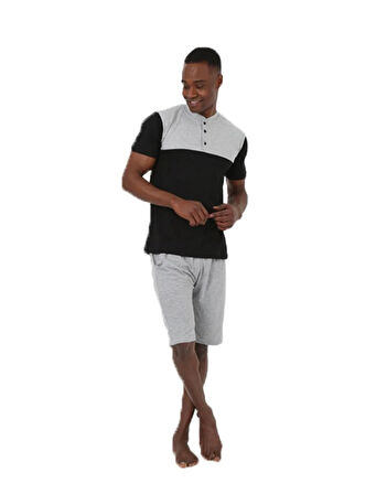 Moda Erkek 3'lü Pijama Takım Siyah