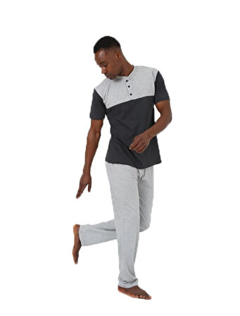 Moda Erkek 3'lü Pijama Takım Siyah