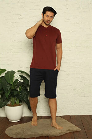 Moda Erkek Bordo 3'lü Pijama Takım Bordo