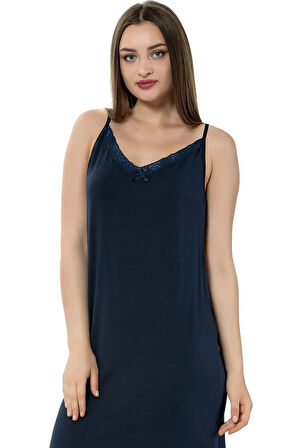 Moda kadin İp Askılı Uzun Gecelik Siyah