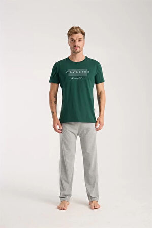 Moda Erkek Yeşil Kısa Kol Pijama Takımı