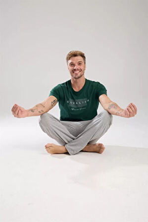 Moda Erkek Yeşil Kısa Kol Pijama Takımı