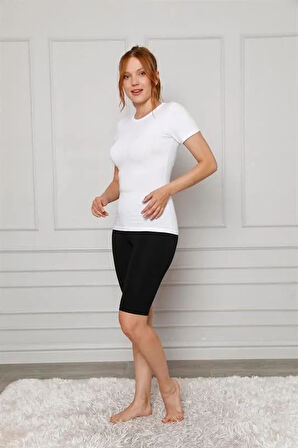 Moda Penye Likralı Diz Üstü Tayt Siyah