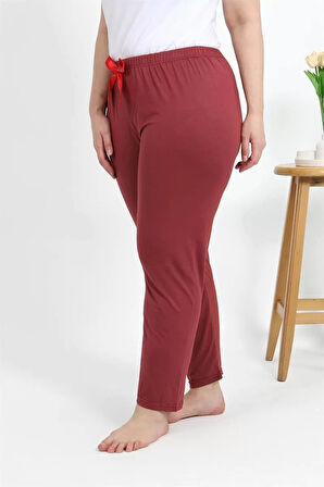 Moda Kadın Pamuklu Büyük Beden Alt Pijama Yavruağzı