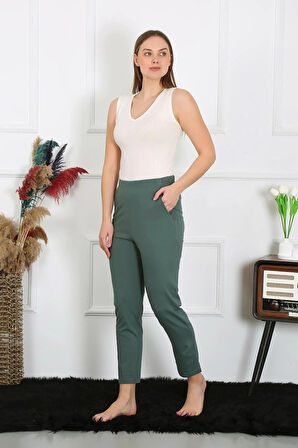 Moda Kadın Pamuklu Haki Tek Alt Pijama