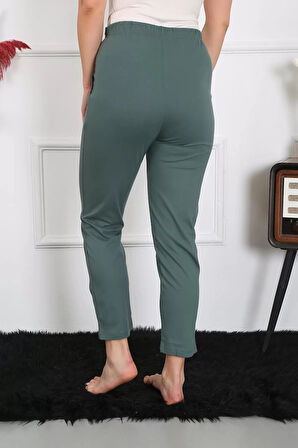 Moda Kadın Pamuklu Haki Tek Alt Pijama