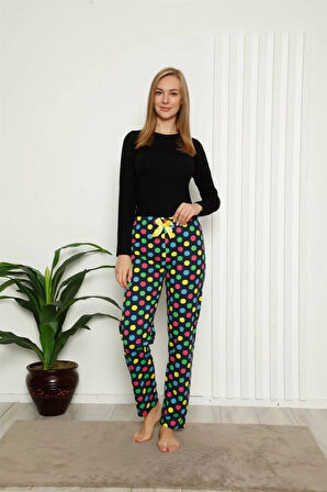 Moda Kadın Pamuklu Alt Pijama Lacivert