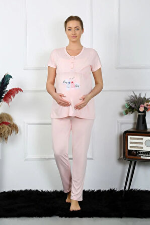 Moda Kadın Kısa Kol Hamile Lohusa Pijama Takımı