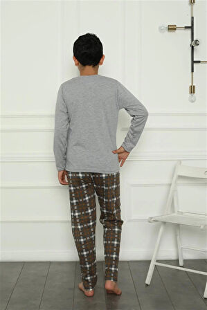 Moda Erkek Çocuk Penye Pijama Takım Gri