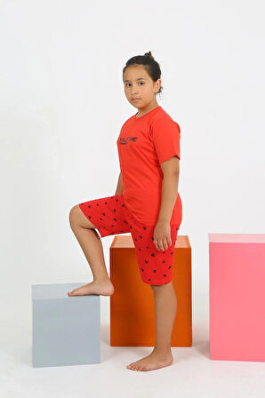 Moda Kız Çocuk Şortlu Kısa Kol Penye Pijama Takım