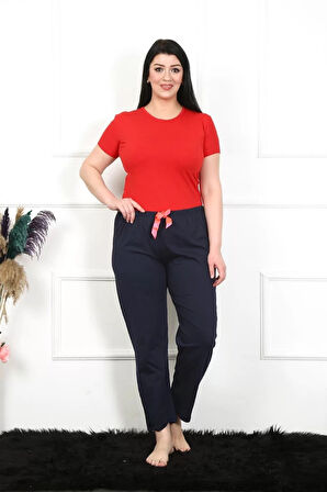 Moda Kadın Pamuklu Büyük Beden Alt Pijama Lacivert