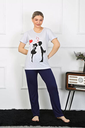 Moda Kadın Kısa Kol Penye Pİjama Takımı