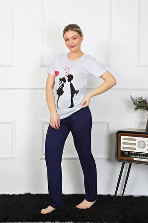 Moda Kadın Kısa Kol Penye Pİjama Takımı