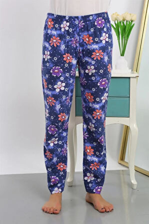 Moda Kadın Pamuklu Alt Pijama Lacivert