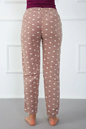 Moda Bayan Welsoft Polar Tek Alt Pijama Kahve