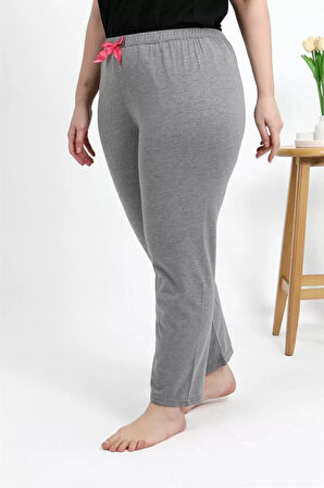 Moda Kadın Pamuklu Büyük Beden Alt Pijama Gri