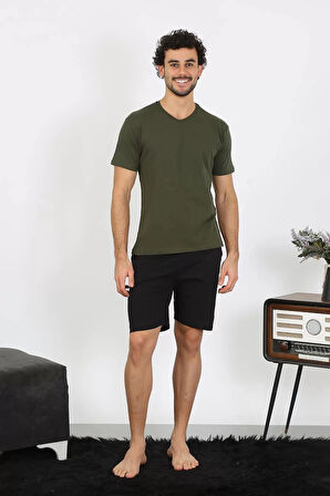 Moda Erkek Penye Haki 3'lü Pijama Takımı