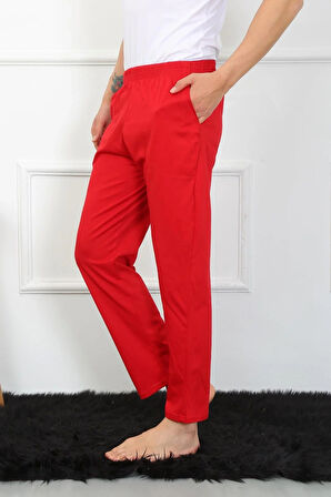Moda Erkek Pamuk Kırmızı Tek Alt Pijama