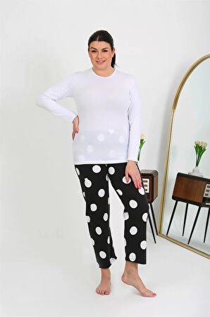 Moda Kadın Büyük Beden Tek Alt Pijama Siyah