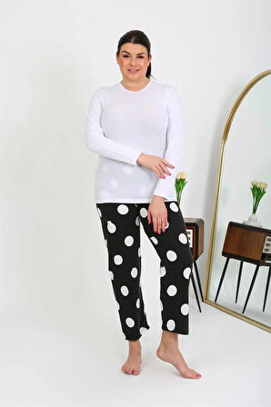 Moda Kadın Büyük Beden Tek Alt Pijama Siyah