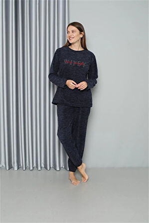 Moda Polar Kadın Pijama Takımı Lacivert