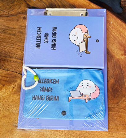 Halledicem Ama Hangi Birini Tasarımlı Sekreterlik Defter Ve Kalemlik Kırtasiye Seti
