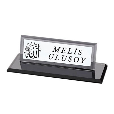 Allah Yazılı Kişiye Özel Kristal Masa İsimliği