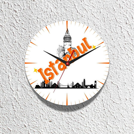 İstanbul Tasarımlı Duvar Cam Saati