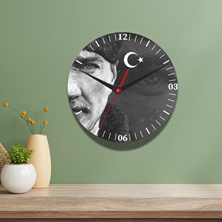 Atatürk Tasarımlı Duvar Cam Saati