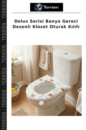 Delux Serisi Banyo Gereci Desenli Klozet Oturak Kılıfı