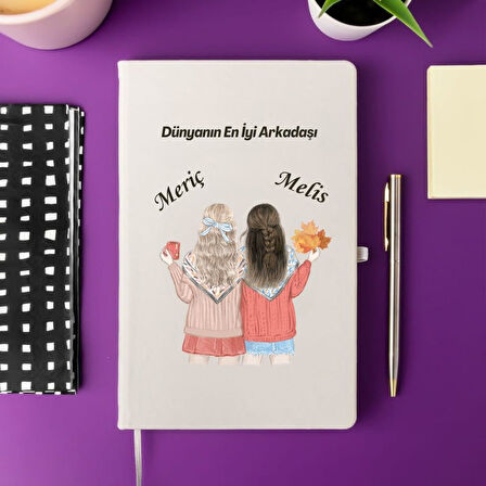 Arkadaşlara Özel İsim Yazılı Tasarımlı Defter
