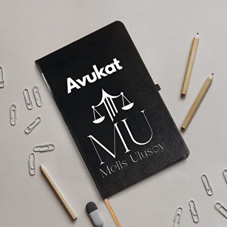 Avukatlara Özel İsim Yazılı Tasarımlı Defter
