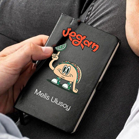 Kişiye Özel Vegan Temalı Deri Kapaklı Not Defteri – İsme Özel Tasarım