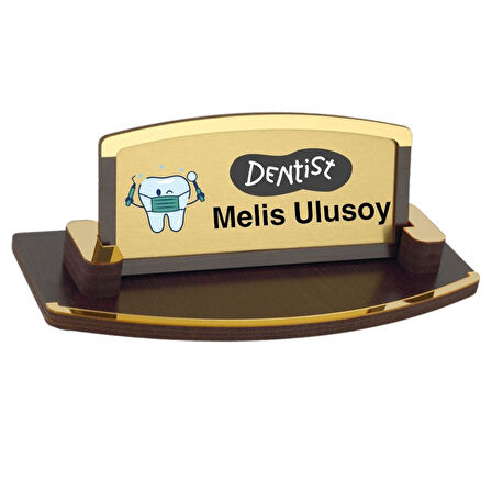 Kişiye Özel Diş Doktoru Masa İsimliği – Ahşap Şık Tasarım