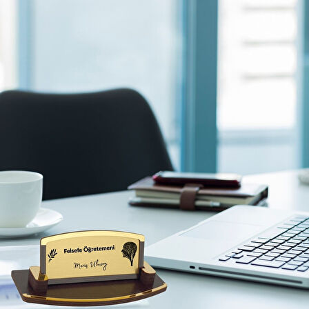 Kişiye Özel Felsefe Öğretmeni Masa İsimliği – Ahşap Zarif Tasarım