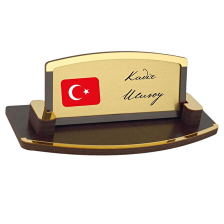 Kişiye Özel Türk Bayraklı Masa İsimliği – Ahşap Şık Tasarım