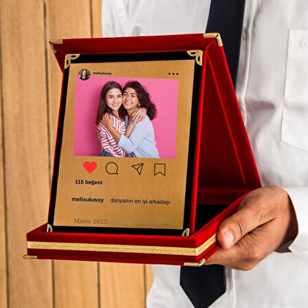 Arkadaşlara Özel Sosyal Medya Tasarımlı Fotoğraflı Hediye Plaket