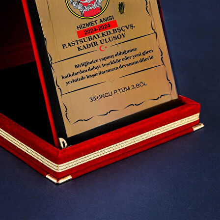 Türk Silahlı Kuvetleri Personeline Özel Hediyelik Teşekkür Plaketi