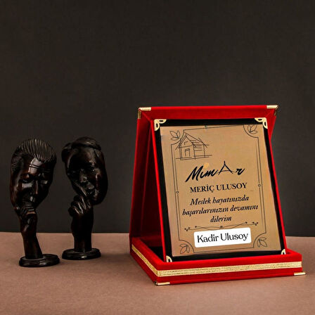 Mimar Temalı Kişiye Özel Plaket - Kadife Kutulu