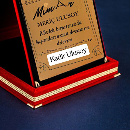 Mimar Temalı Kişiye Özel Plaket - Kadife Kutulu