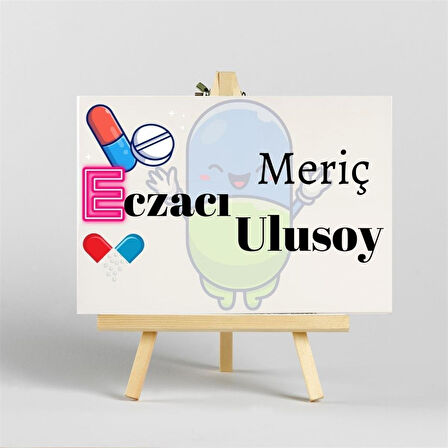 Eczacılara Özel Fotoğraflı İroka Ayaklı Masa Üstü İsimlik