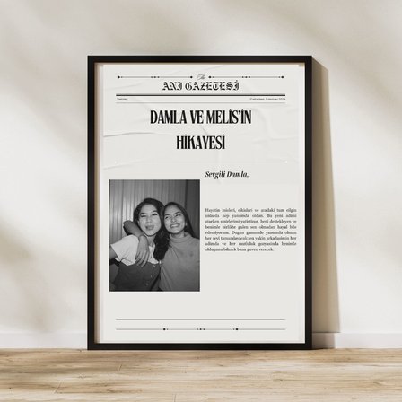 Kişiselleştirilmiş Anı Gazetesi Çerçeveli Poster