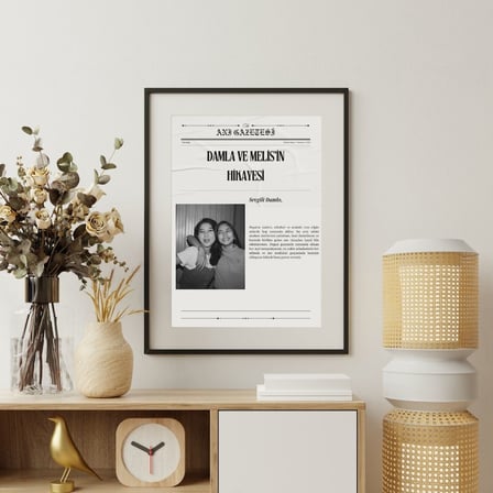 Kişiselleştirilmiş Anı Gazetesi Çerçeveli Poster