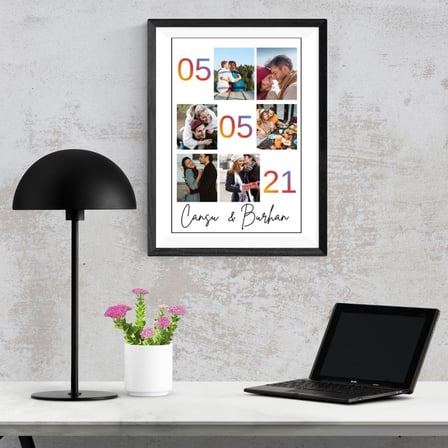 Sevgiliye Hediye Kişiye Özel İsim Yazılı Yapışkanlı Çerçeve Tablo 20x30 - Fotoğraf Kolajlı Duvar Dekoru