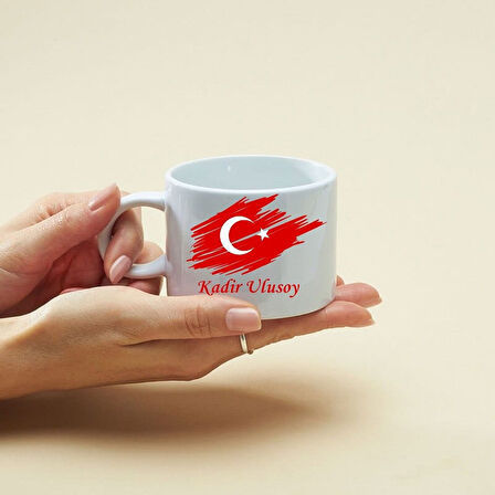 Kişiye Özel Ay Yıldız Tasarımlı Motto Kahve Fincanı – Hediye ve Özel Günler İçin Şık Tasarım