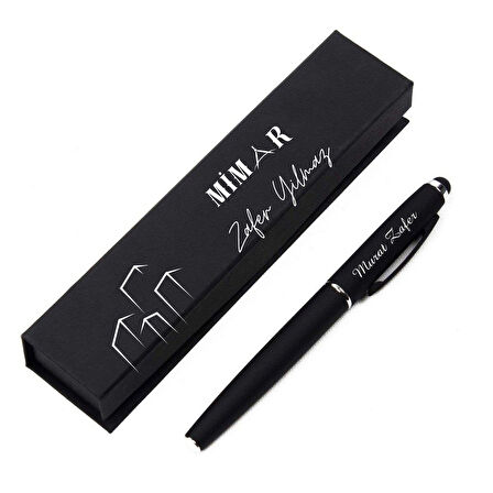 Kişiye Özel Mimar İsimli Siyah Metal Tükenmez Kalem ve Şık Hediye Kutusu